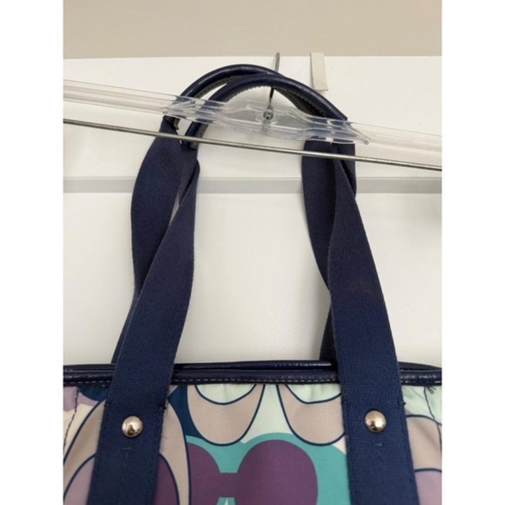 Coach Poppy Signature Tote Bag Multicolor Purple Teal Canvas M1163-117178 Flaw - Picture 15 of 17